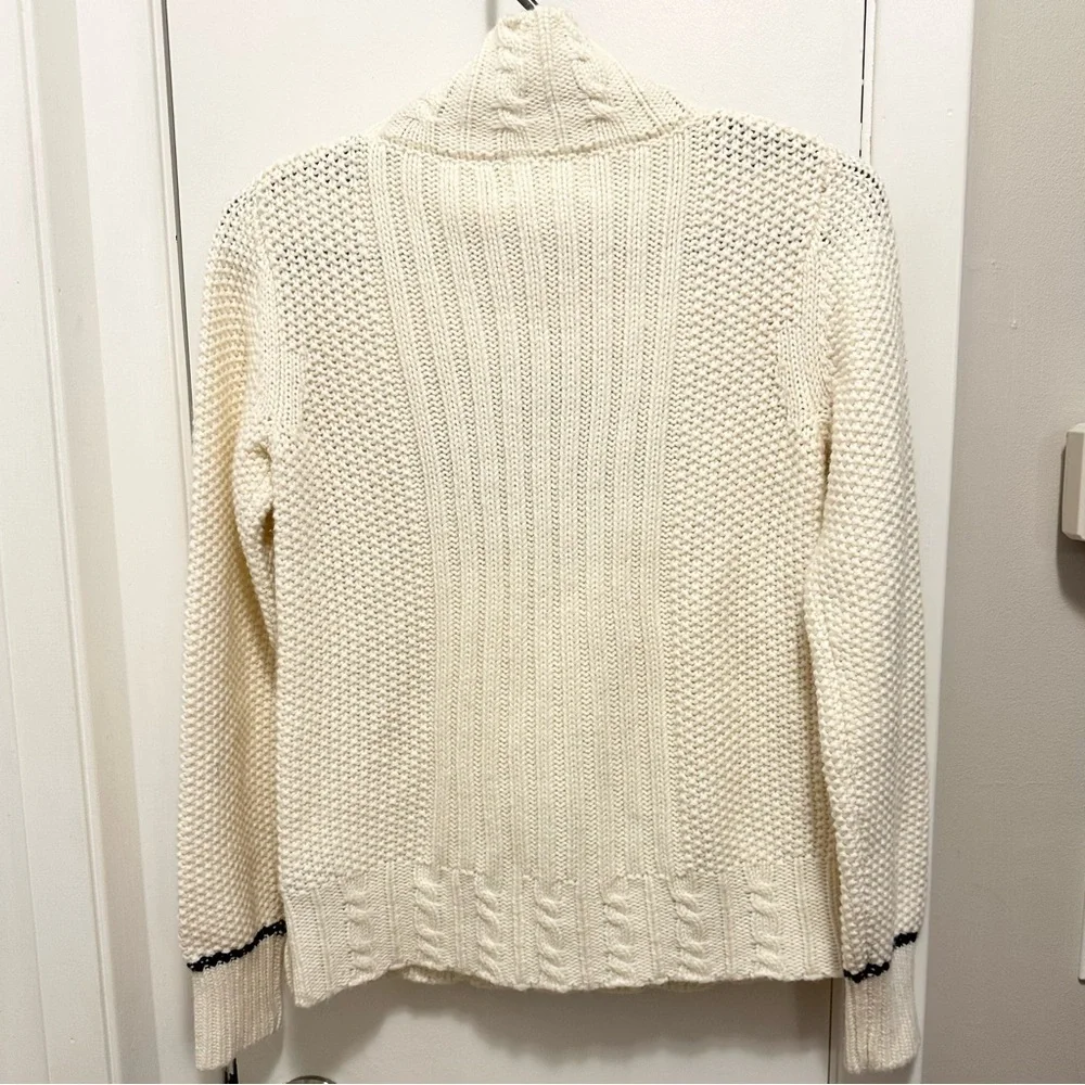 The Reeds J. Crew Turtleneck Cream Sweater Womens XS Gold Button Fair Isle Wool